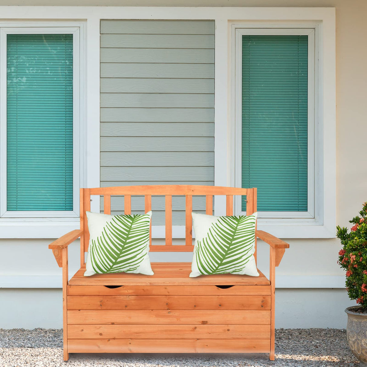 VINGLI 40-Inch Wooden Outdoor Storage Bench with 30 Gallon Capacity VINGLI