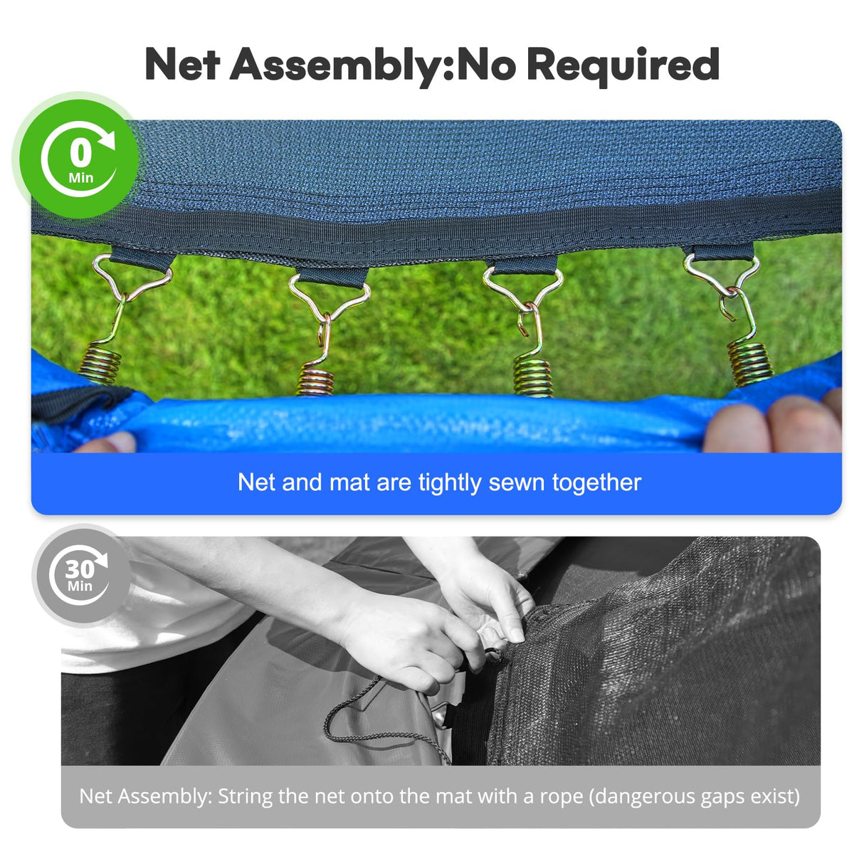 Zupapa 1500LBS Weight Capacity No-Gap Design 16 15 14 12 10FT Trampoline for Kids with Safety Enclosure Net Outdoor Backyards Trampolines with Non-Slip Ladder for Children Adults Family Zupapa