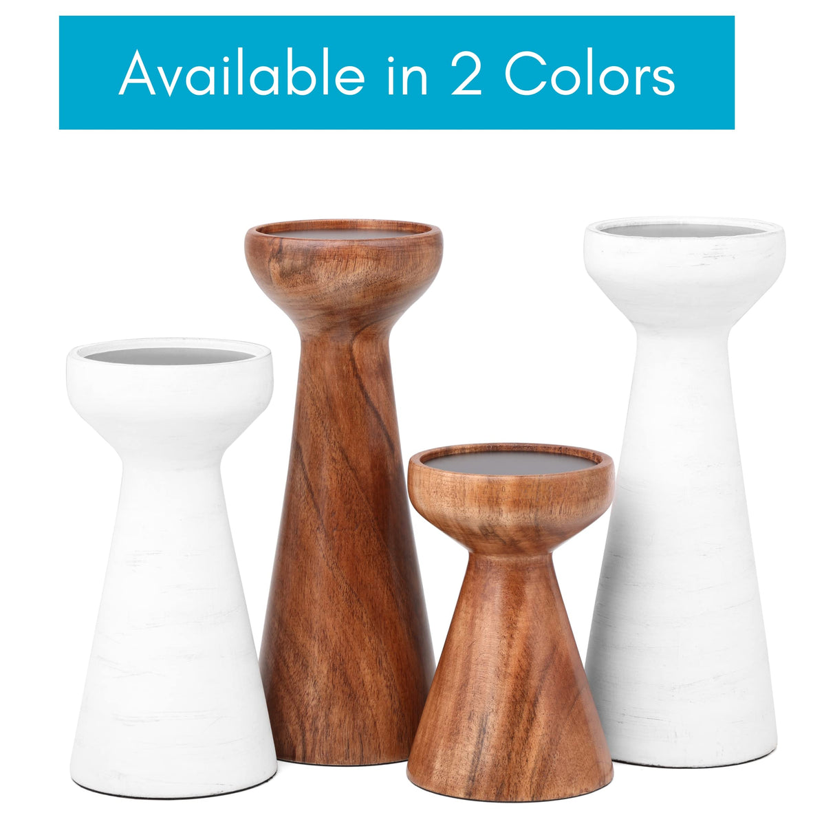 BIRDROCK HOME 3pc Flare Candleholders - Farmhouse Wooden Pillar Stand Set - Large Decorative Wood Candlestick - Table Centerpiece & Mantle Decor - Tall Tiered Candle Holders for Decorations - Natural BIRDROCK HOME