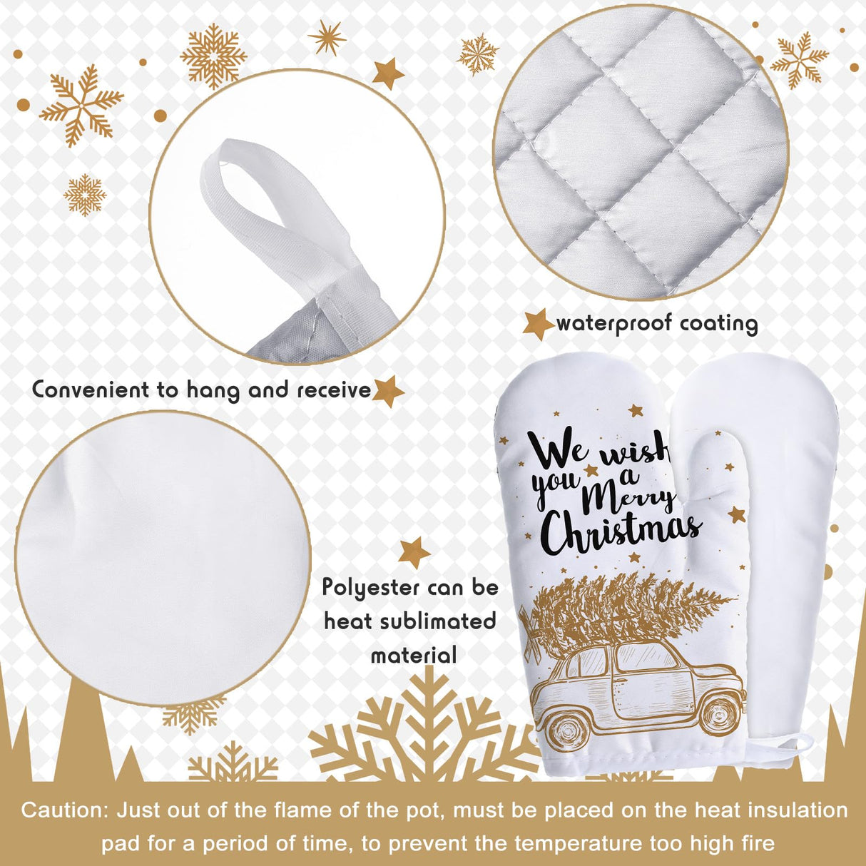 12 Pieces Blank Sublimation Oven Mitts Set Include Blank Sublimation Heat Resistance Oven Gloves and Blank Sublimation Pot Holders for DIY Kitchen Dining Room Accessories Patelai