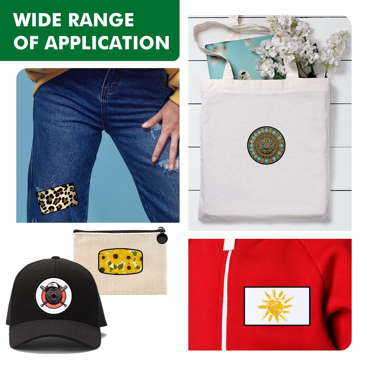 120 Pieces Sublimation Iron-on Patches Fabric Hat Patches 3 Shapes Blank Patches Round Rectangle Sublimation Patches Blank Repair Patches for DIY Crafts Clothing Repair, 3 Shape(Black) WILLBOND