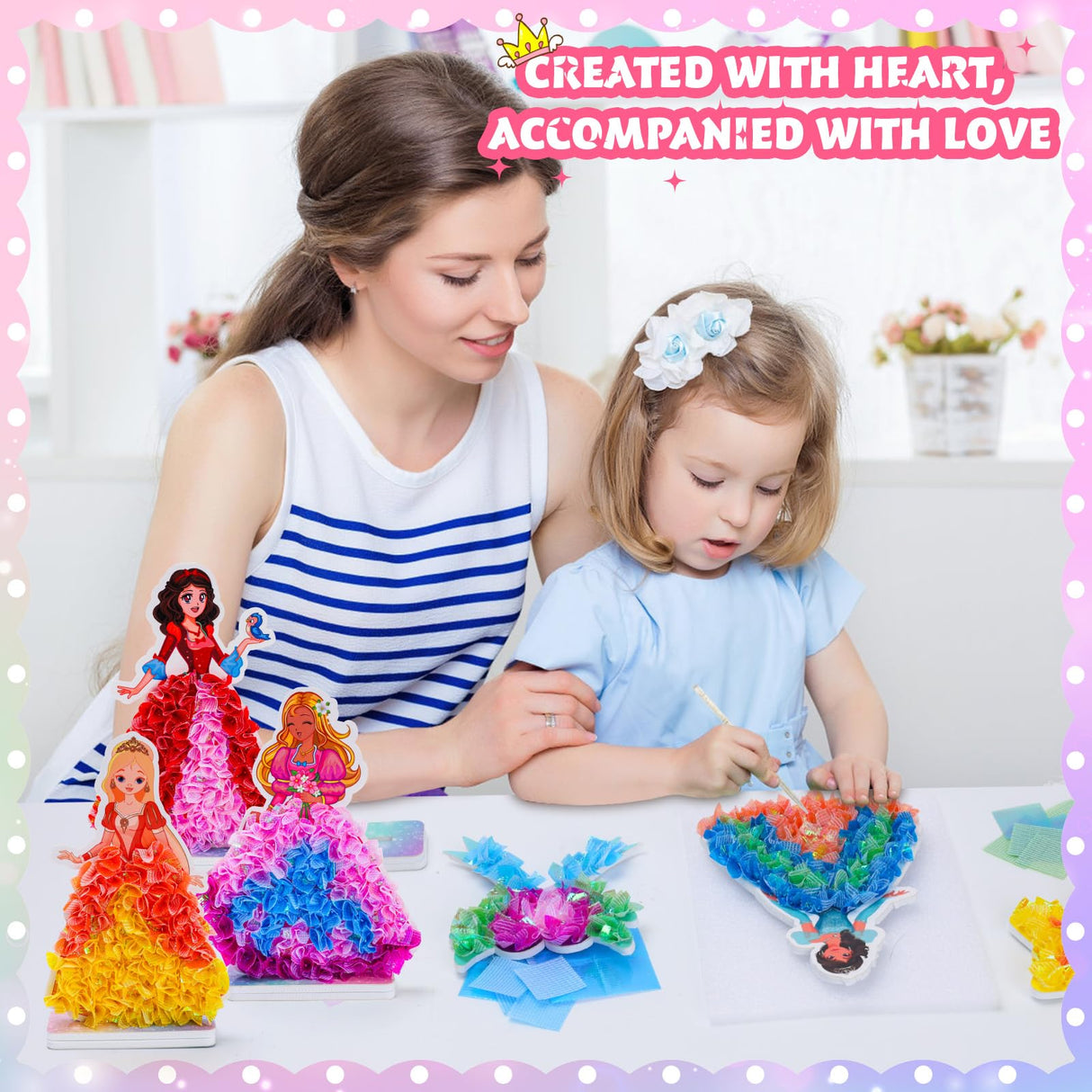 Poke in Fun Princesses Craft Kits for Kids 4-8: Gifts for 5 6 7 8 9 Year Old Girls,Arts and Crafts for Kids Ages 4-6, Fashion Princess Dress-up Toys Creative Activity Birthday Gifts for Girls & Boys KLAPTOR