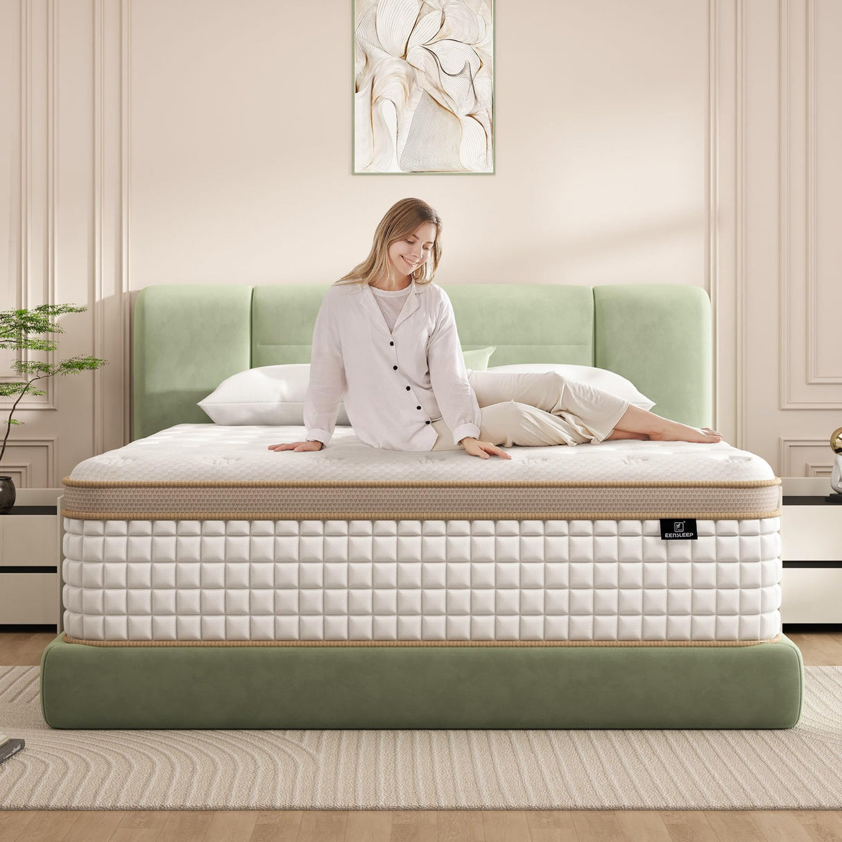 EEN EEN SLEEP Full Mattress, 10 Inch Hybrid Mattress in a Box, Memory Foam and Individual Pocket Springs, Innerspring Medium Firm for Pressure Relief, Edge Support, Comfy and Breathable, CertiPUR-US EEN EEN SLEEP