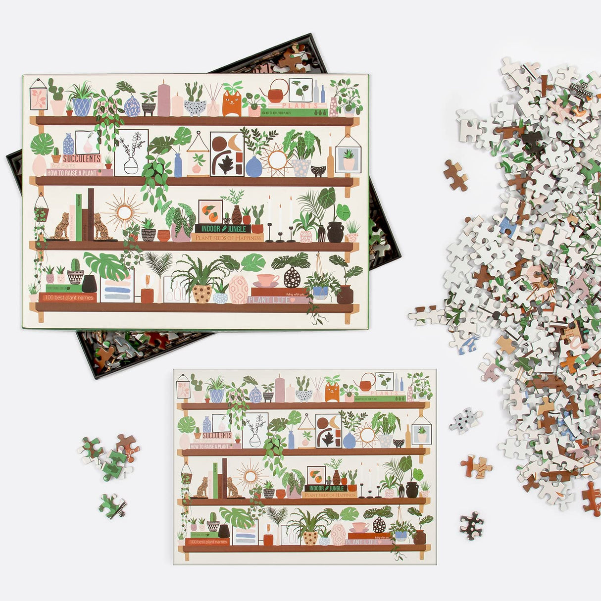 Galison Plant Shelfie 1000 Piece Puzzle from Galison - Featuring Beautiful Illustrations of Houseplants, Books and Knickknacks, 27" x 20", Fun & Challenging, for The Botanical Lover in Your Life Galison