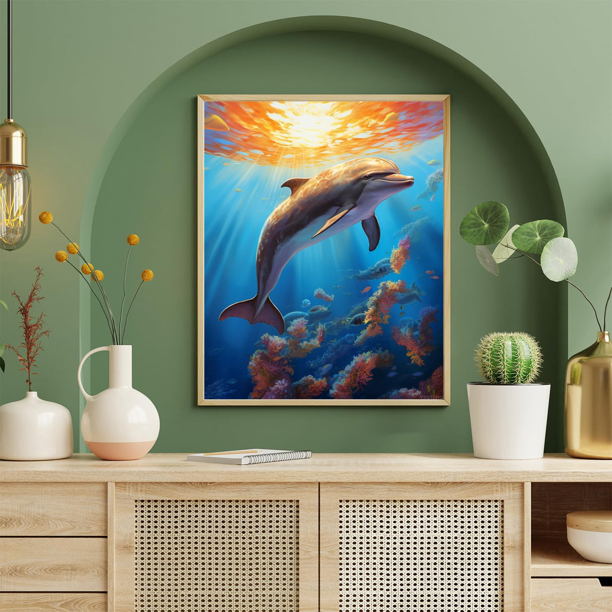 VNUIEHG DIY Paint by Numbers for Adults Beginner, Dozy Dolphin Dreams, Paint by Numbers Kit Painting by Numbers for Adults, 16" x 20" VNUIEHG