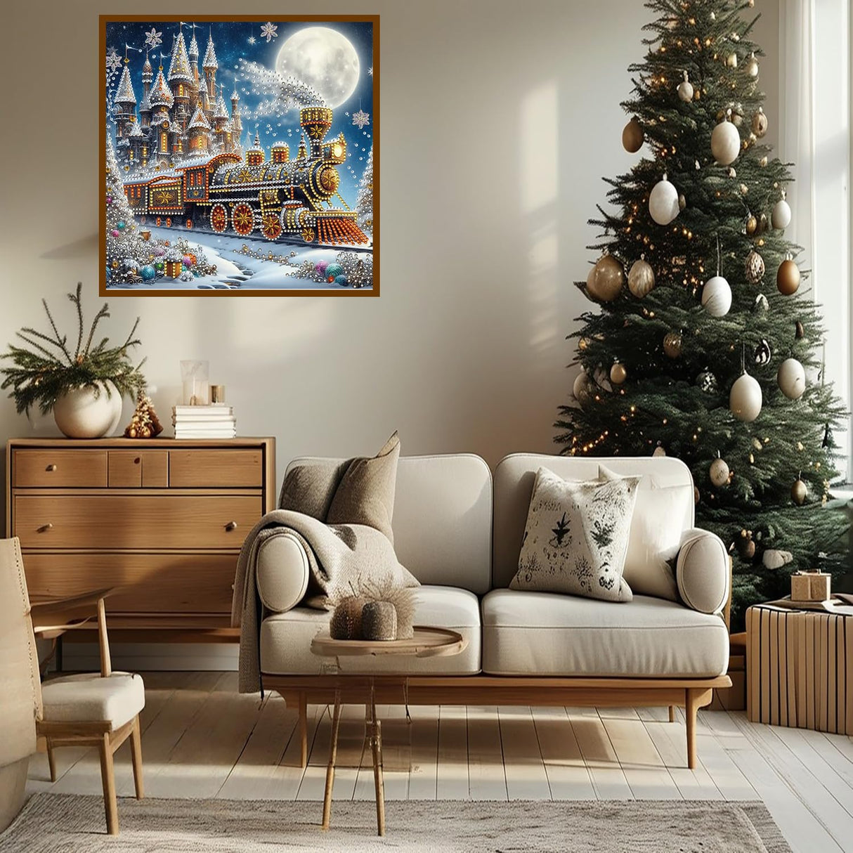 5D Christmas Diamond Art Kits for Adults, Snowy Steam Train Diamond Painting Kits for Beginners, DIY Special Shaped Paint by Diamonds Crystal Gem Art Painting Kit for Home Wall Decor 11.8x11.8inch GXGLLPZBY