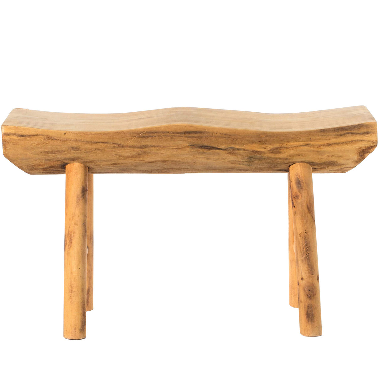 Vintiquewise Rustic Carved Wood Natural Edge Entryway Log Accent Bench Vintiquewise