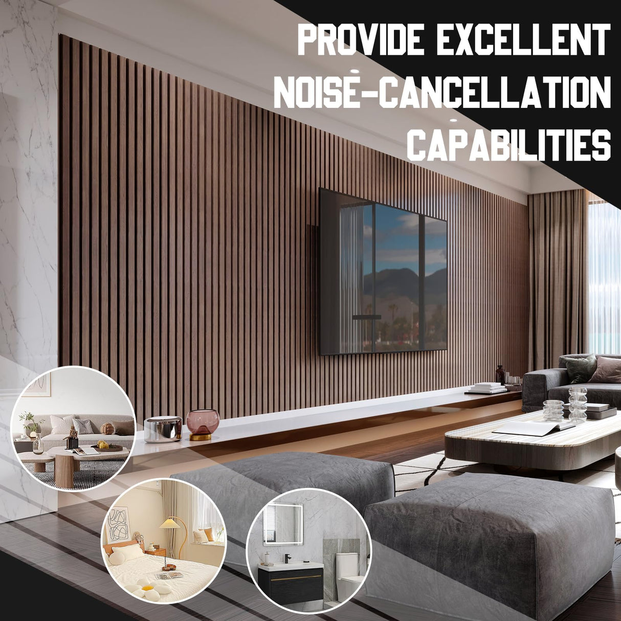 Frienda 6 Pcs 94.5 x 7.9 Inch Acoustic Wood Wall Panels Decorative Soundproof Wall Panels 3D Slat Wood Panels for Home Office Cinema Interior Wall Decoration (Walnut Wood) Frienda