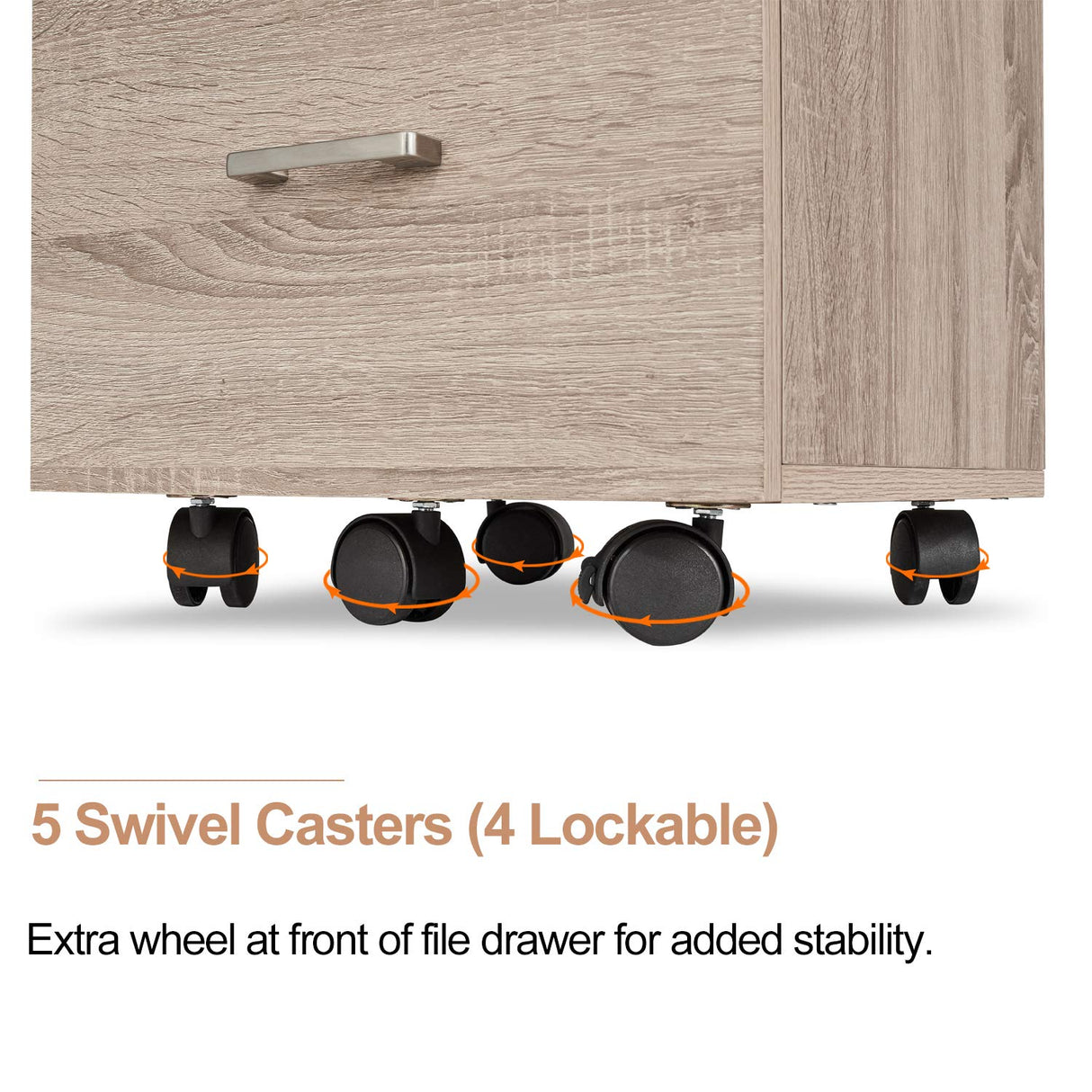 Bonnlo 26"H 3 Drawer File Cabinet with Lock, Rolling File Cabinet Under Desk, Mobile File Cabinets for Home Office, Wood File Cabinet Printer Stand for Letter Size File Folders, Assembly Required, Oak Bonnlo