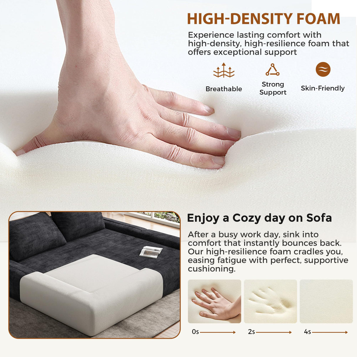 Jocoevol 75'' Queen Folding Convertible Sofa Bed with Large Pillow, 4-in-1 Floor Foldable Futon Sofa Bed, Chenille Boneless Mattress Couch, Floor Sleeper Sofa Chair Bed for Living Room/Bedroom, Black Jocoevol