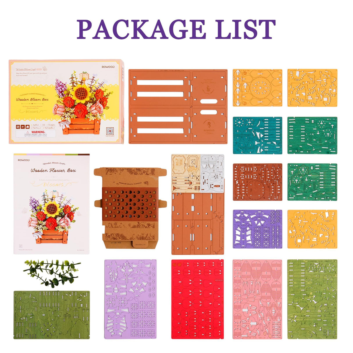 Wowood 3D Wooden Flower Puzzle for Adults-Wooden Bloom Box, DIY Craft Model Kit Building Set, Botanical Decor Creative Gift for Lovers Nature Enthusiasts (658PCS) Wowood