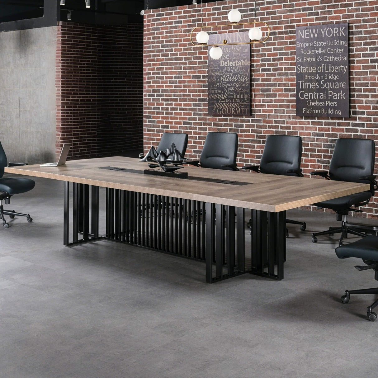 12ft Large Conference Table - 2" Thick Top & Metal Grid Base | Easy Assembly | Cable Management | Commercial Office Desk, Modern Executive Meeting Table for Office (10-20 People) SAINTCY