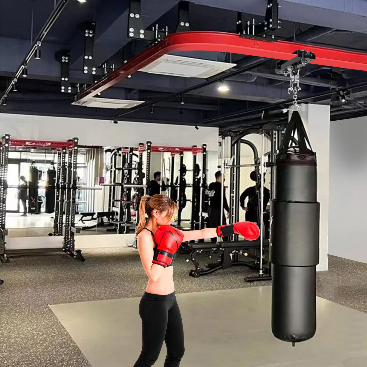 Punching Bag Hanger,Beam Clamp Heavy Bag Mount,Heavy Duty Holder for Boxing,Heavy Bag hangerStainless Steel Swivel Chain with Carabiner (3.5 to 5.5") Foozet