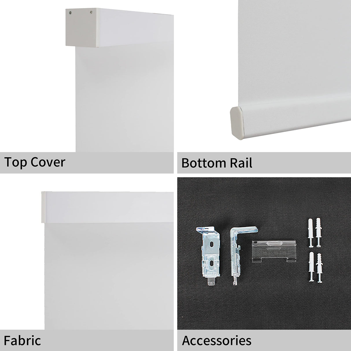 CALYX INTERIORS Blackout Roller Shade with Valance, Thermal Insulating Blind, Cordless, 34.5" W x 60" H, Simple White Calyx Interiors