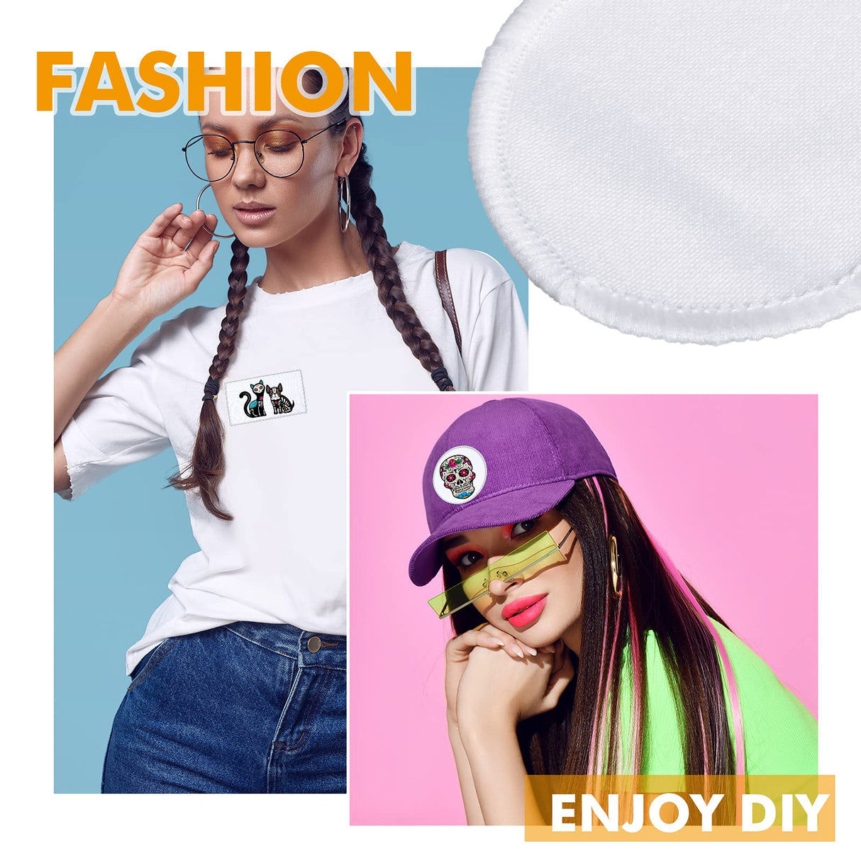 30 Pieces Sublimation Patches Fabric Iron-on Blank Patches 3 Shapes Repair Patches Sublimation Blank Hat Patch for DIY Crafts, Caps Clothes Shoes Bags Backpacks Uniforms (White Frame) Waydress