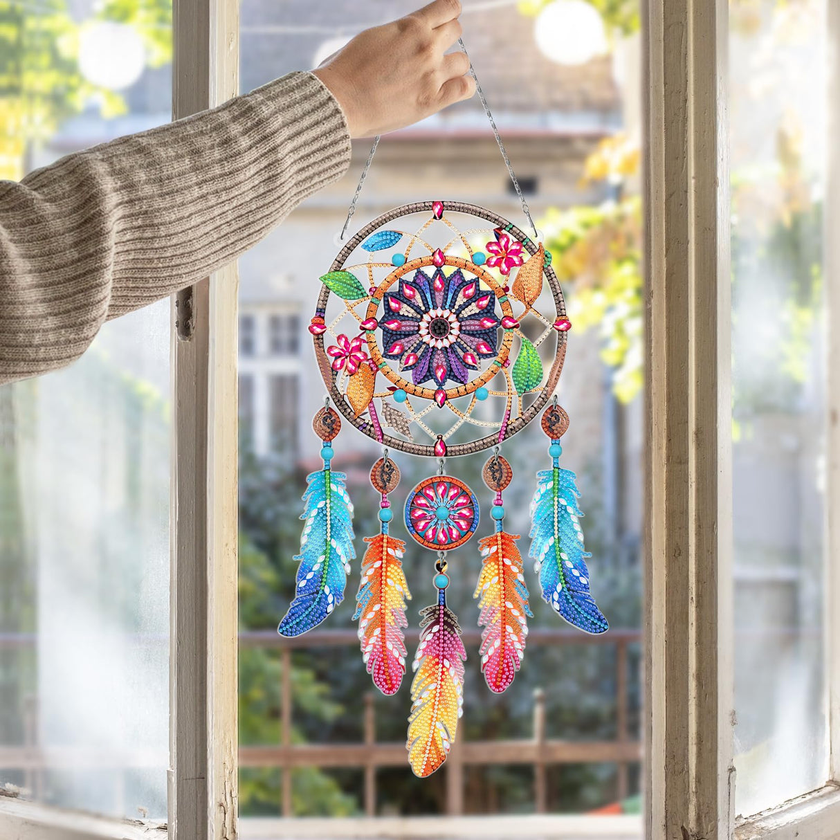 Sunovate DIY Dream Catchers Diamond Painting Kit - Handmade Craft for Boho Decor, Symbol of Good Dreams & Positive Energy, All-Inclusive Crafts for Adults (Vibrant) Sunovate