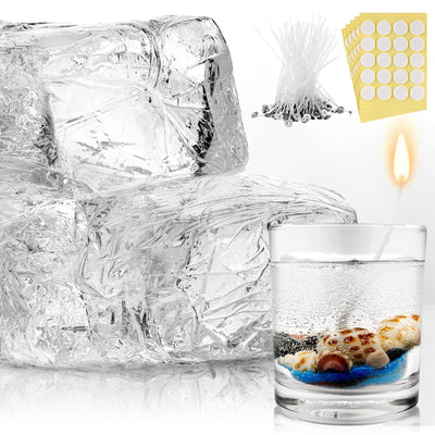 Heigble 3.3 lb High Density Transparent Gel Candle Wax Clear Gel Wax Jelly Candle 100 Pcs Wick and 100 Pcs Wick Stickers for DIY Making Handmade Projects Material Supplies