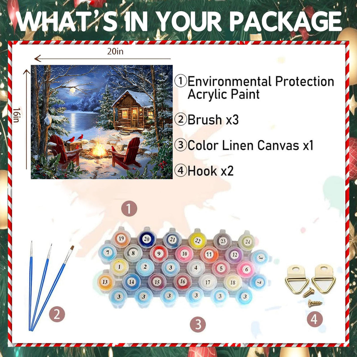 xackcme Lake Paint by Numbers for Adults, Winter Scenery Paint by Number on Canvas Without Frame, DIY Snow Landscape Oil Painting for Gift Home Wall Decor (16x20 inch) xackcme