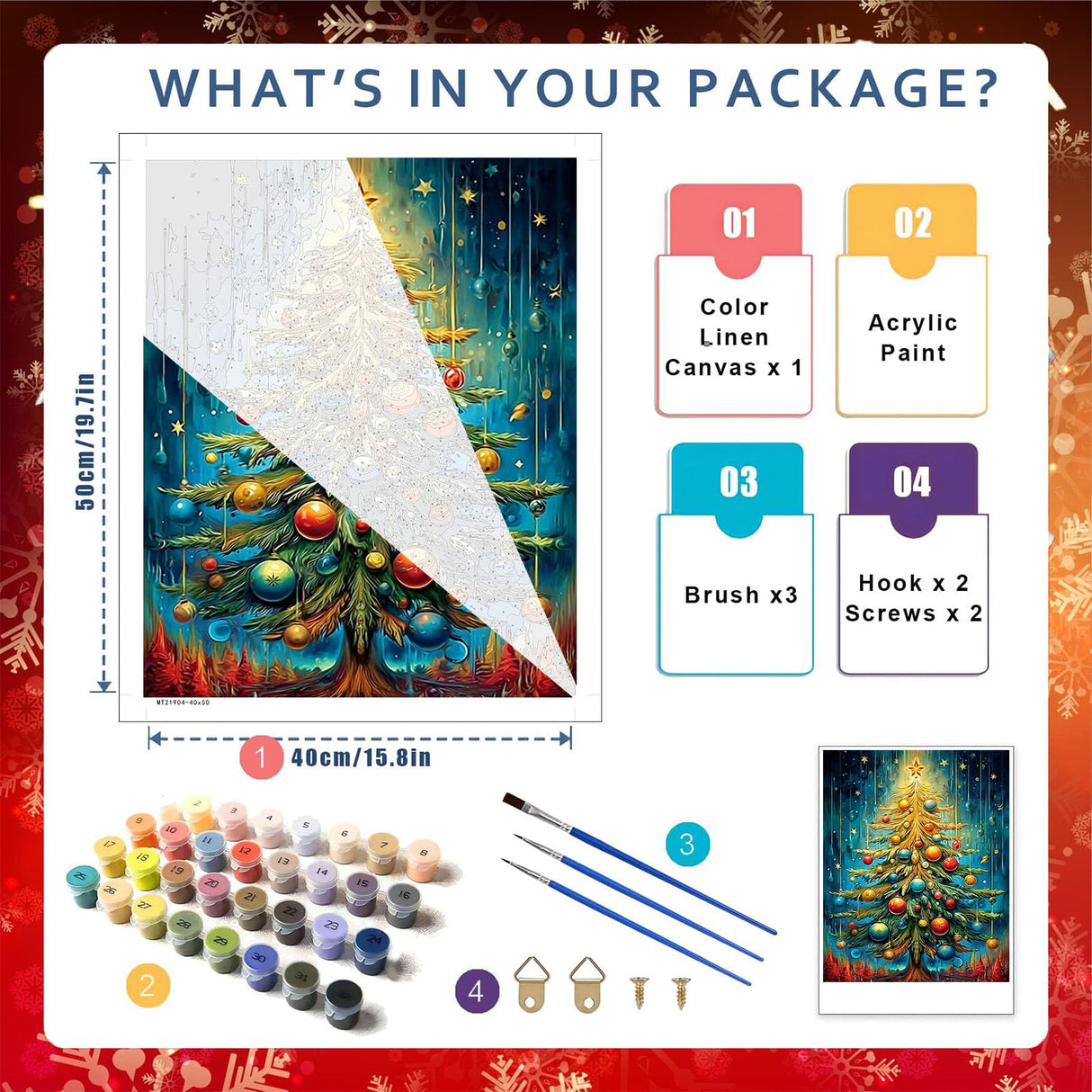 Christmas Paint by Numbers Kit for Adults - Christmas Tree Paint by Number Adult for Gift Home Wall Decor 16x20 Inch HITO