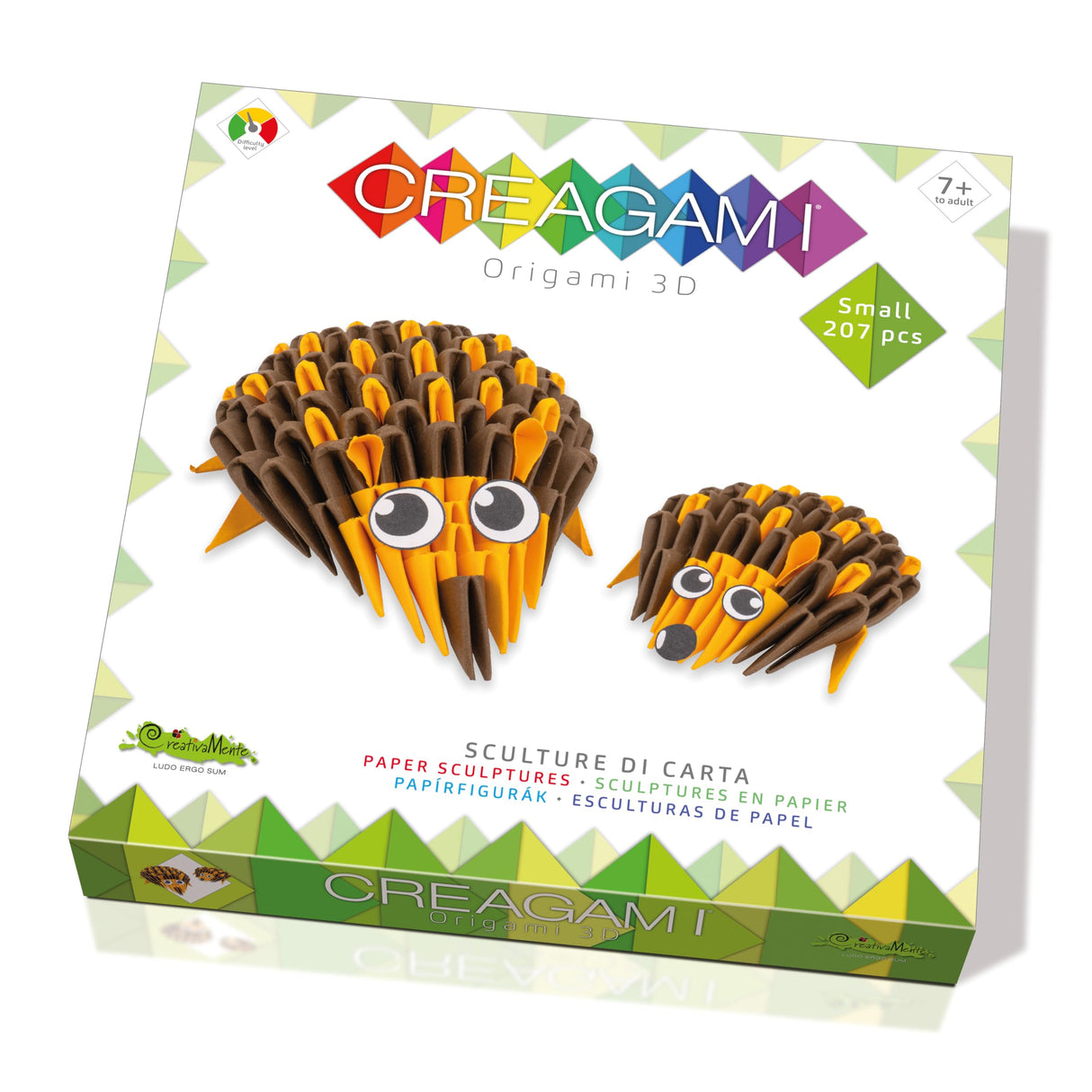 Creagami 716 3178718 Origami 3D Paper Sculpture Hedgehog Craft Set for Adults and Children from 7 Years, 204 Pieces, único CreativaMente