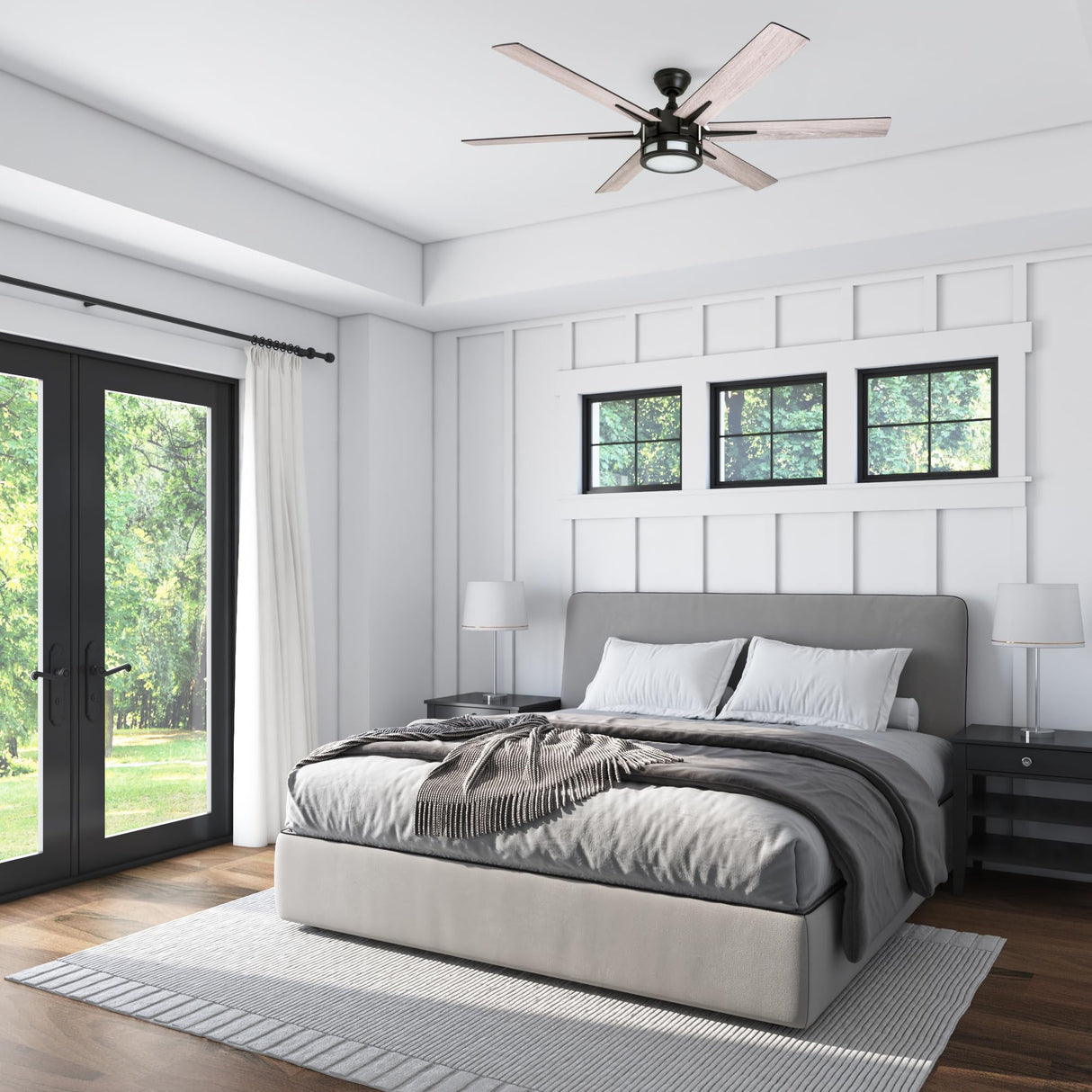 Honeywell Ceiling Fans Kaliza Modern 56 Inch Ceiling Fan with Light, Remote Control Fan, LED Indoor Fan with 6 Blades, Gray Oak and Light Oak Blade Finish Options, Bronze (51036-01) Honeywell Ceiling Fans