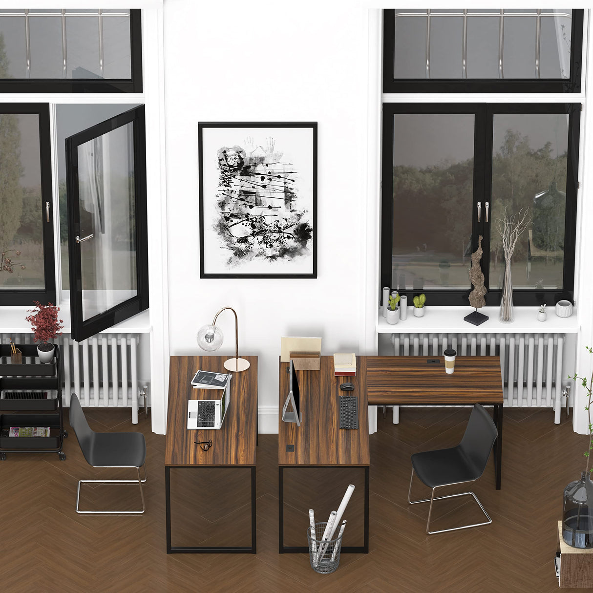 SHW Mission 55-Inch Home Office Computer Desk, Walnut SHW