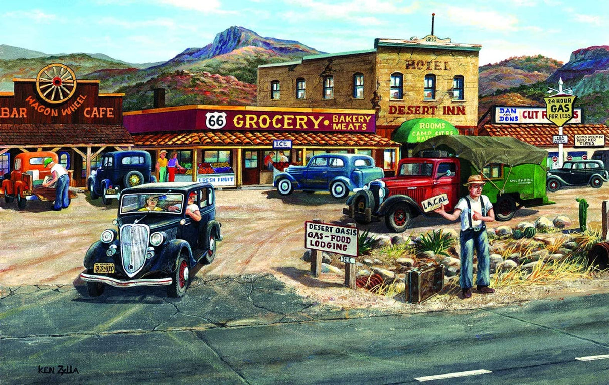 SUNSOUT INC - Memories of Route 66-300 pc Jigsaw Puzzle by Artist: Ken Zylla - Finished Size 16" x 26" - MPN# 39931 SunsOut