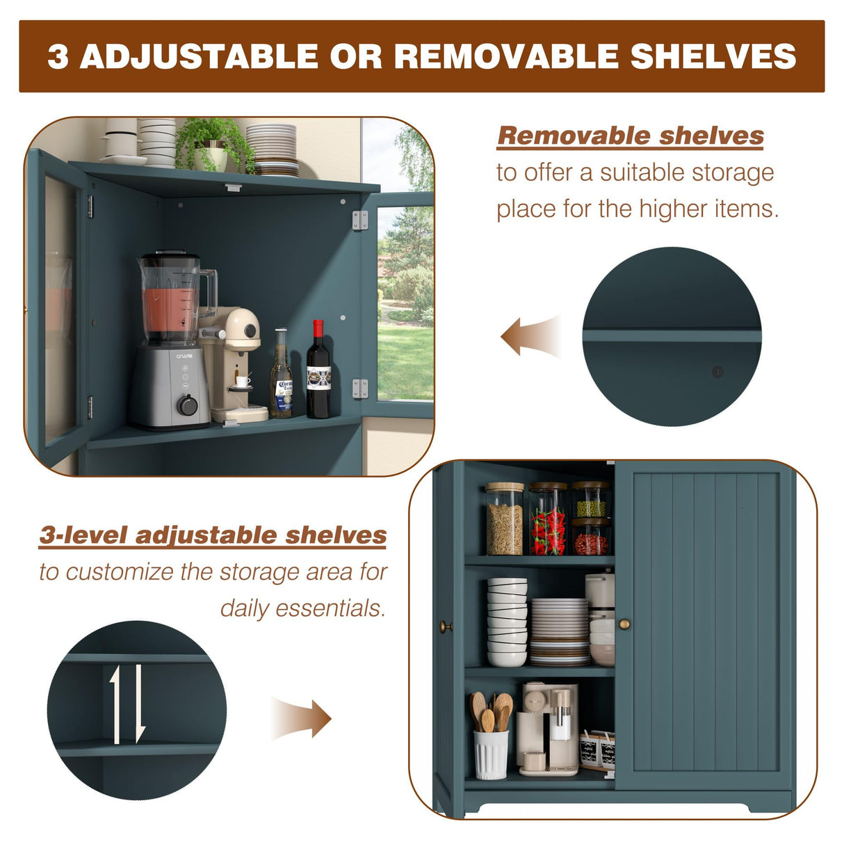 MUPATER Tall Corner Cabinet with Doors and Shelves, 71'' Free Standing Corner Hutch Cabinet Storage for Living Room, Bathroom, Kitchen with Countertop, White MUPATER