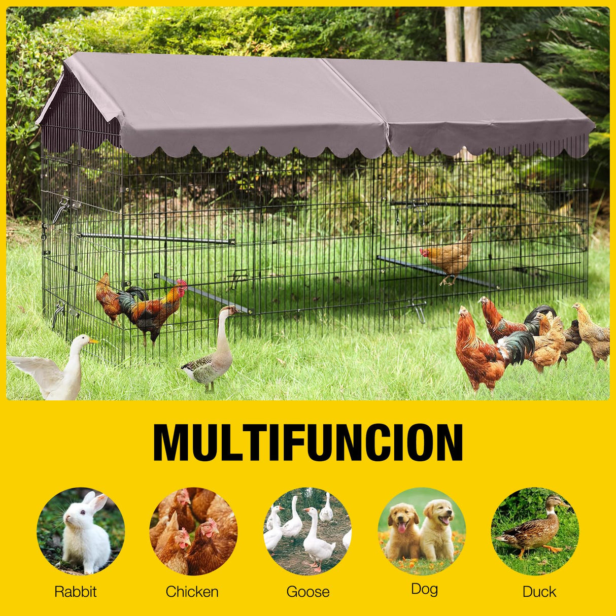 Chicken Coop Super Large Metal Chicken Run with Waterproof Cover Portable Poultry Cage Exercise Pen for Chicken,Duck,Goose,Rabbit Cat and Other Small Animals,88" Aivituvin