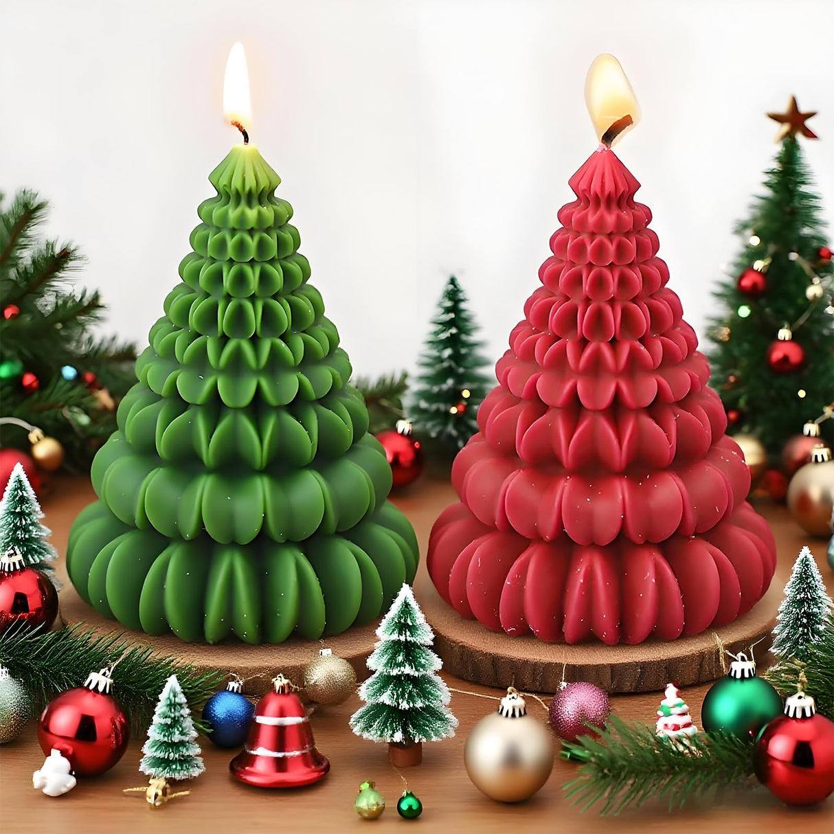 Japleed 3D Tree Candle Silicone Molds, Origami Christmas Tree Silicone Molds for Epoxy Resin Casting Clay Candle Soap Wax Concrete, Unique Christmas Ornament Molds for DIY Art Craft Table Home Decor japleed