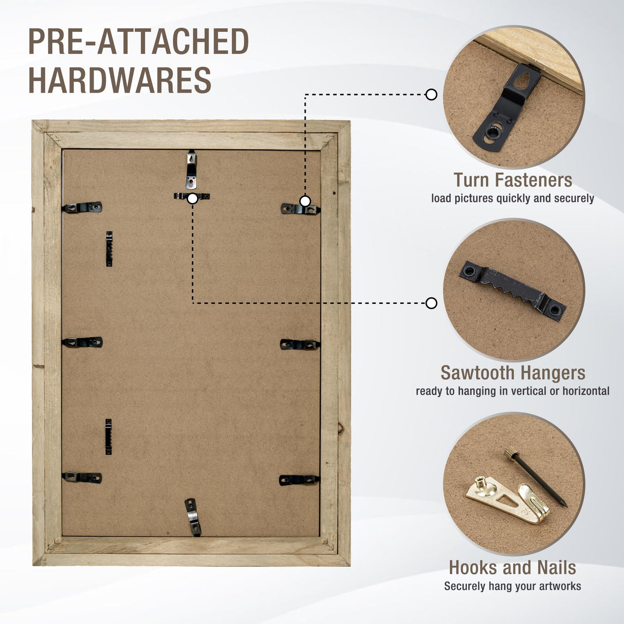Rustic 12x18 Picture Frame, Reclaimed Barnwood Photo Frame with HD Tempered Glass, Distressed Family Art Gallery Corner, Horizontal and Vertical Wall Mounting Display with Hardware, Set of 1 FLYJOE