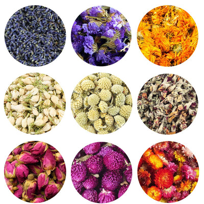 TooGet Fragrant Dried Flowers and Herbs Accessories Decorations 9 Bags Set Dry Flowers for Soap Bath Bombs Making and Dried Flower Crafts