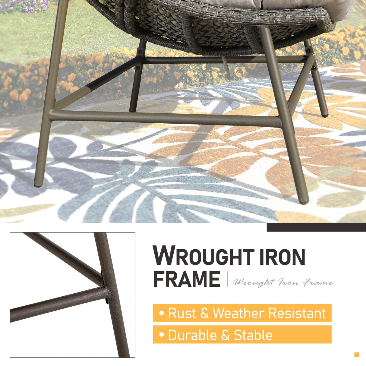 Sophia & William Outdoor Papasan Chairs with Cushion and Frame, Comfy Patio Chairs, Oversized Padded Lounge Chairs Set of 2, 350Ibs Capacity, Indoor & Outdoor Use Sophia & William