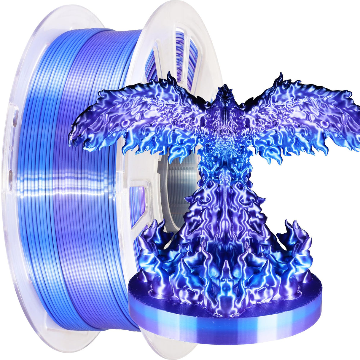 MIKA3D 3D Printer Filament Silk PLA Purple Color Change to Silk Sapphire Blue, 1.75mm 3D Printing Filament, 2 Color Change Multi Colored Silk PLA, 1KG Silk PLA Purple to Blue MIKA3D