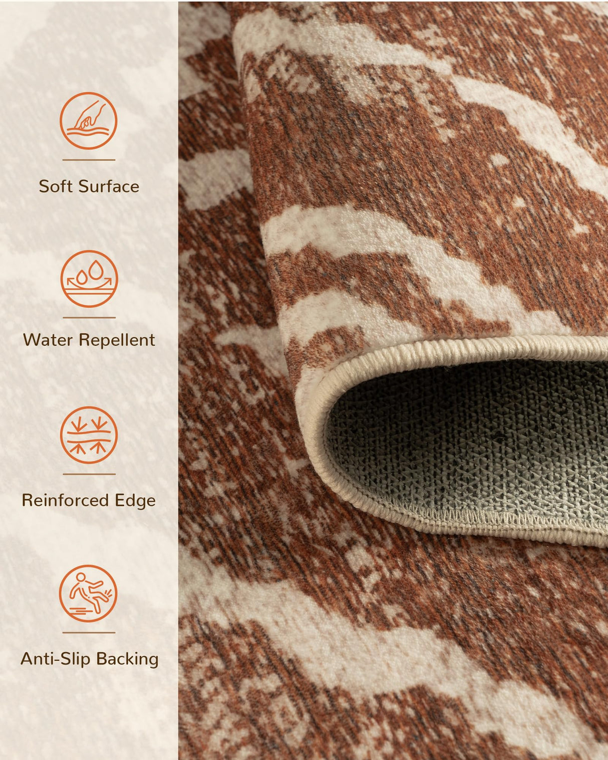 Area Rug 5x7 Rug Machine Washable Non-Slip Low Pile Print Pattern Western Rug for Living Room Bedroom Entryway Tribal Series -Yellowbrown/Cream BESTSWEETIE