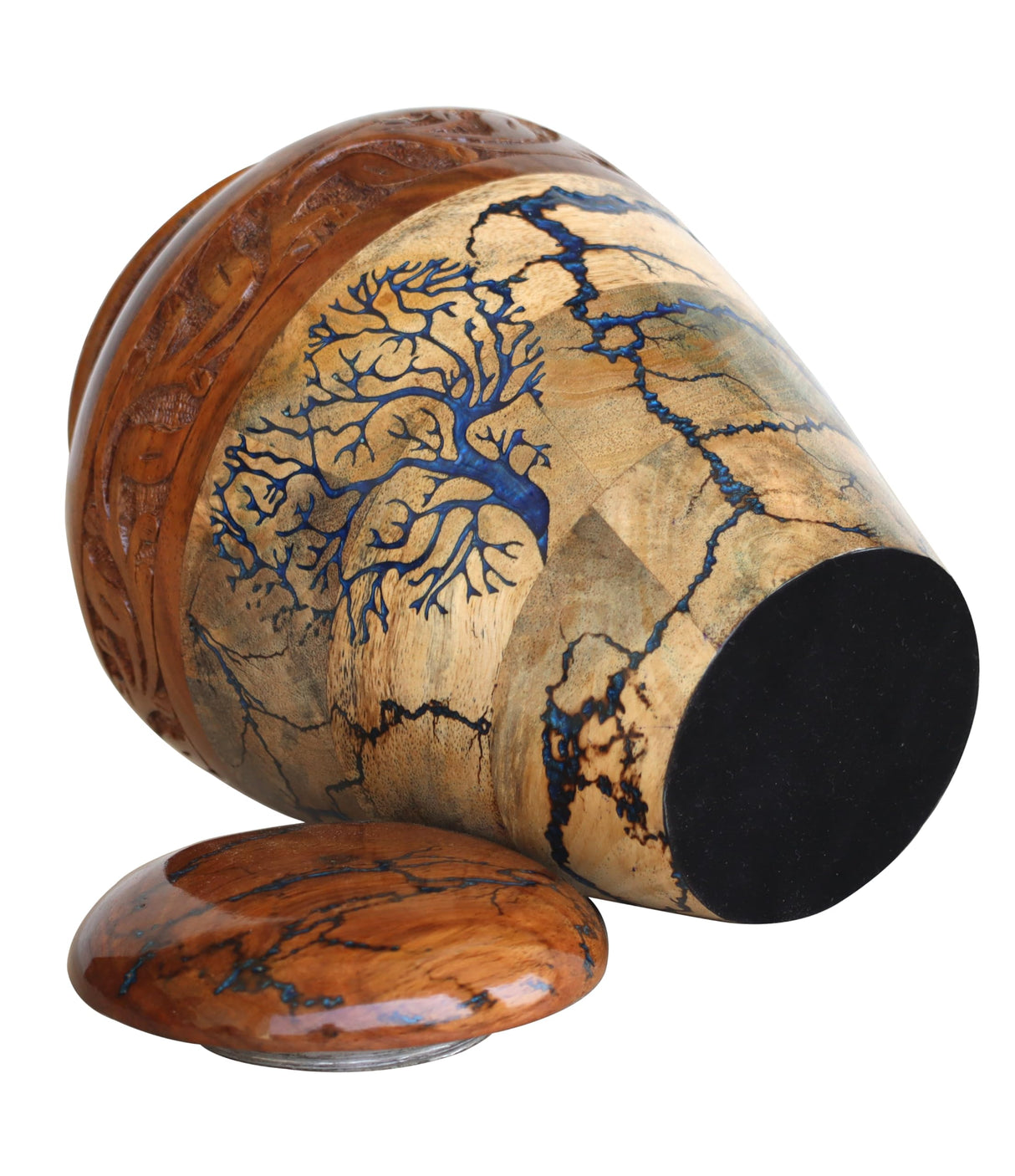 Handmade Wooden Urn Box for Addult Ashes | Wood Cremation Urns for Male and Female | Decorative Urns | Funeral Urns | Burial Urns (12 x 8 x 8), Brown, IU - 436 Solid Wood Handicrafts