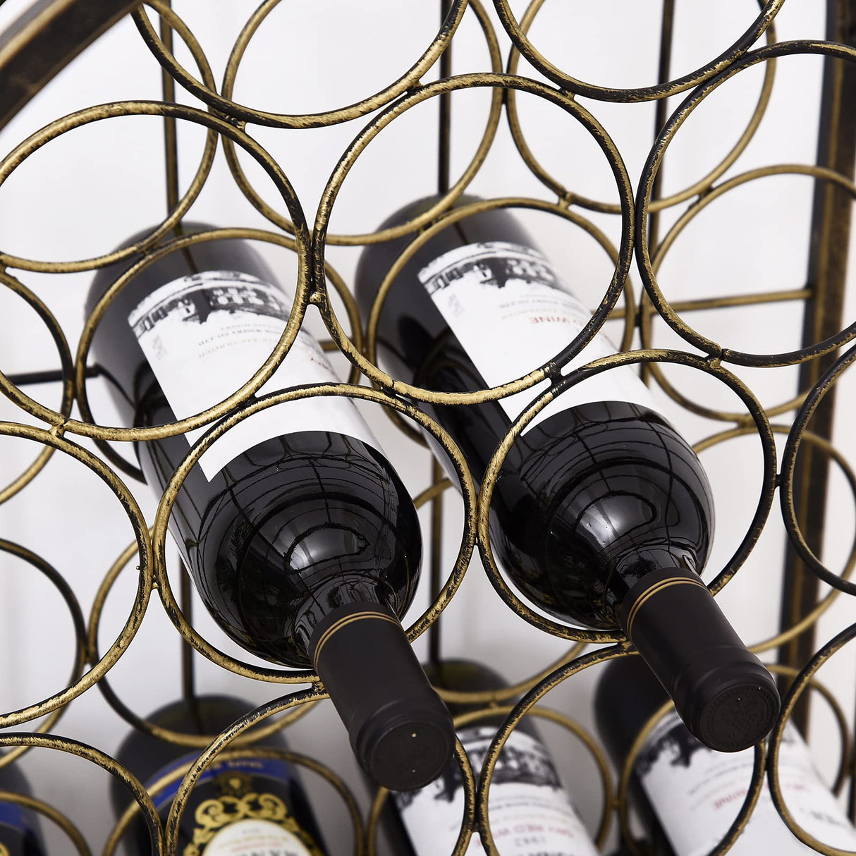 HOMCOM 45 Bottle Wrought Iron Wine Rack Jail with Lock - Antique Bronze HOMCOM