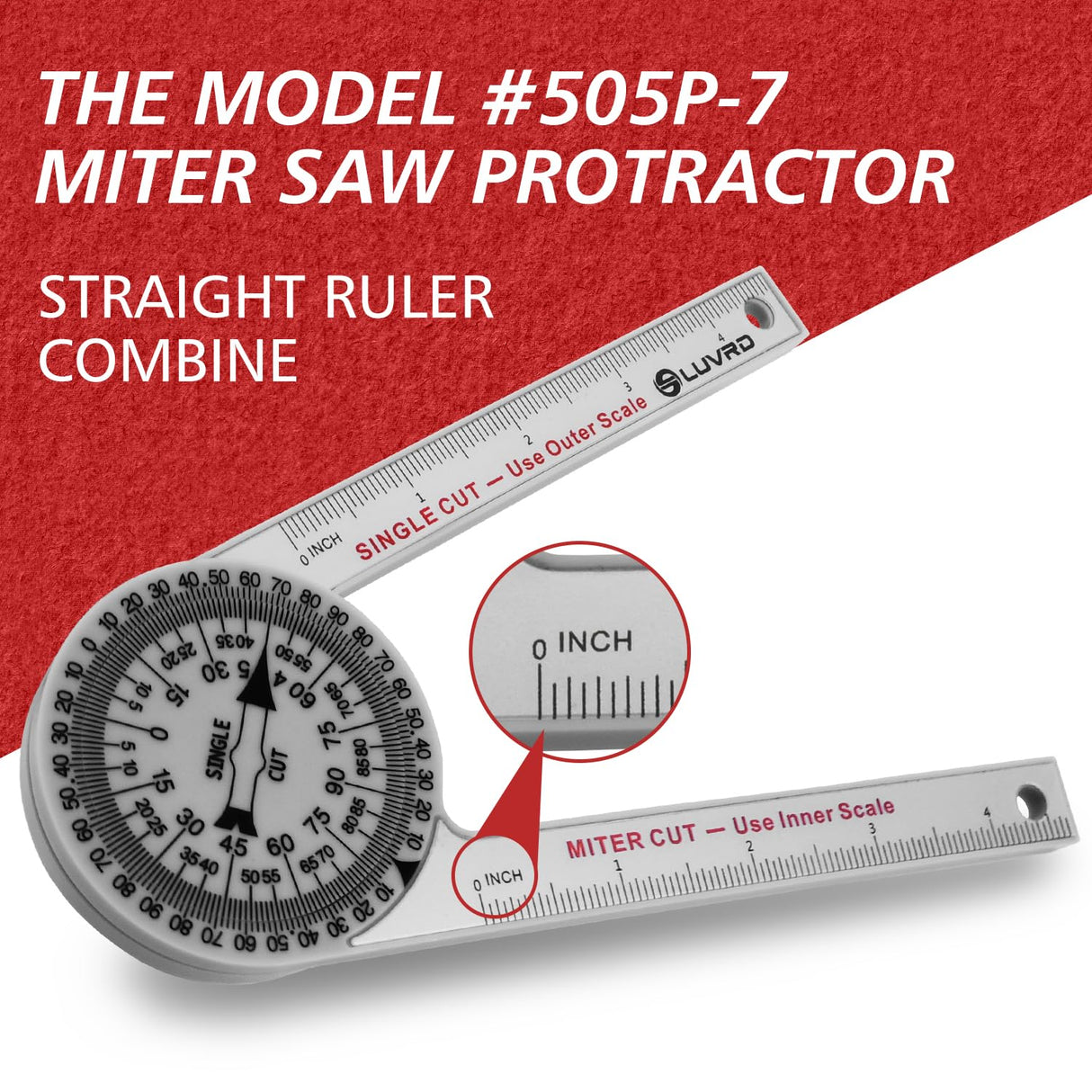 Miter Saw Protractor, Professional Miter Angle Finder for Woodworking Replaces the Model #505P-7 Miter Protractor Angle Finder with Measuring Rulers for Carpentry, Crown Molding Tool, Baseboard LUVRD