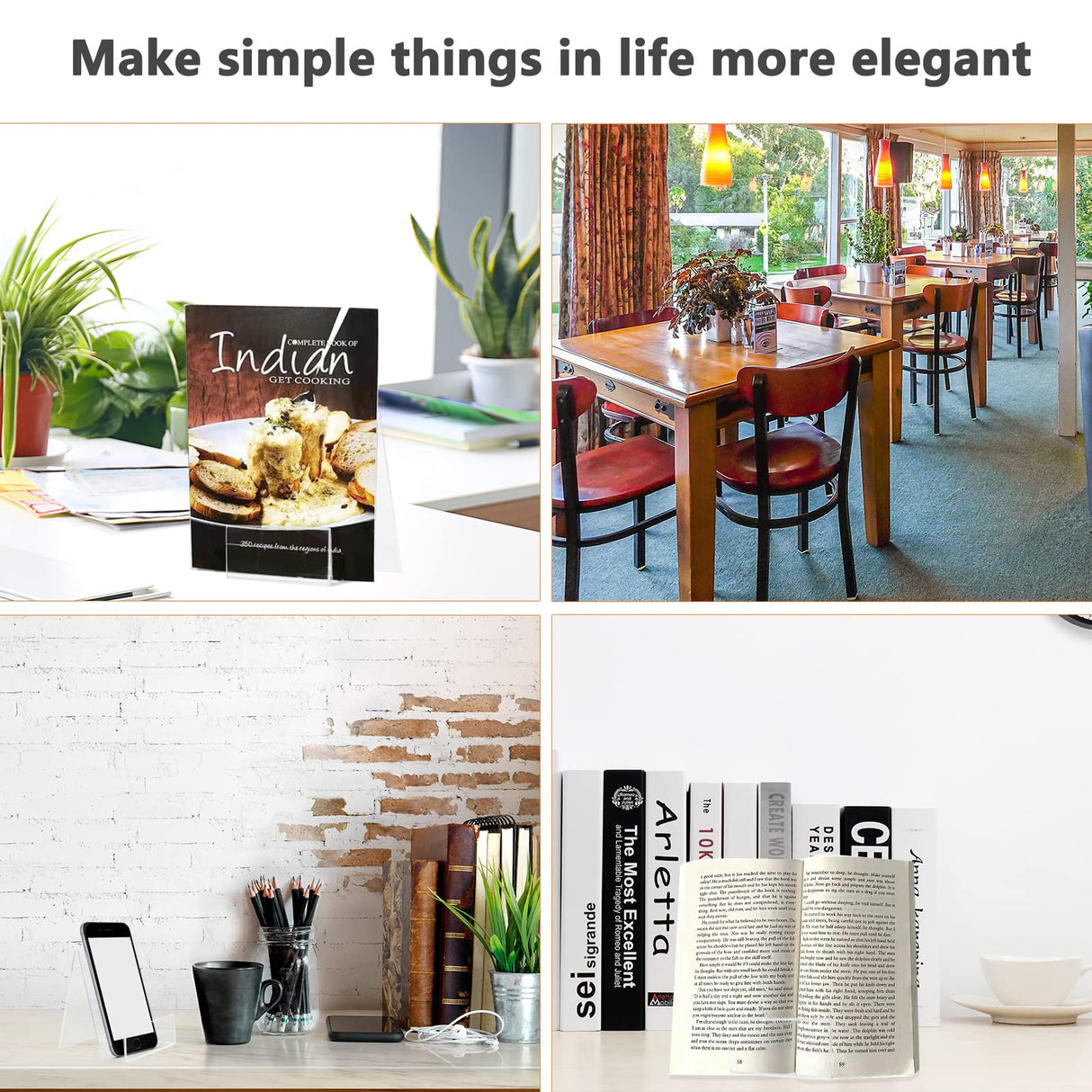 6'' x 4'' Acrylic Book Display Stand Clear Easel with Ledge Tablet Holder for Displaying Books, Pictures, Notebooks, CDs, Artworks, etc (Large) (6) Bovbazo