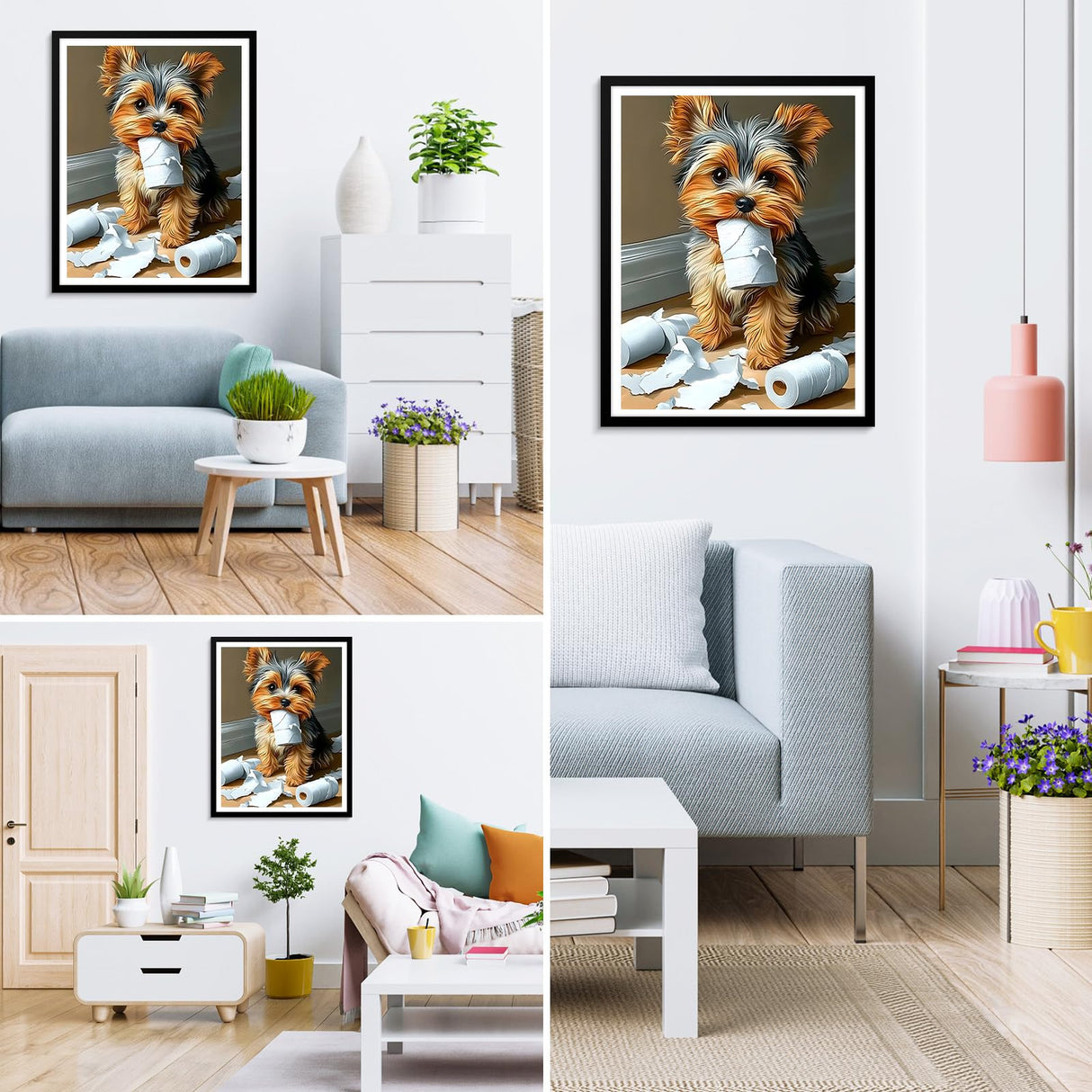 MXJSUA Yorkshire Puppy Dog Diamond Painting Kits for Adults, 5D Diamond Art Kits for Beginners, DIY Full Round Drill Picture with Diamond for Home Wall Decor, 12x16 Inch MXJSUA