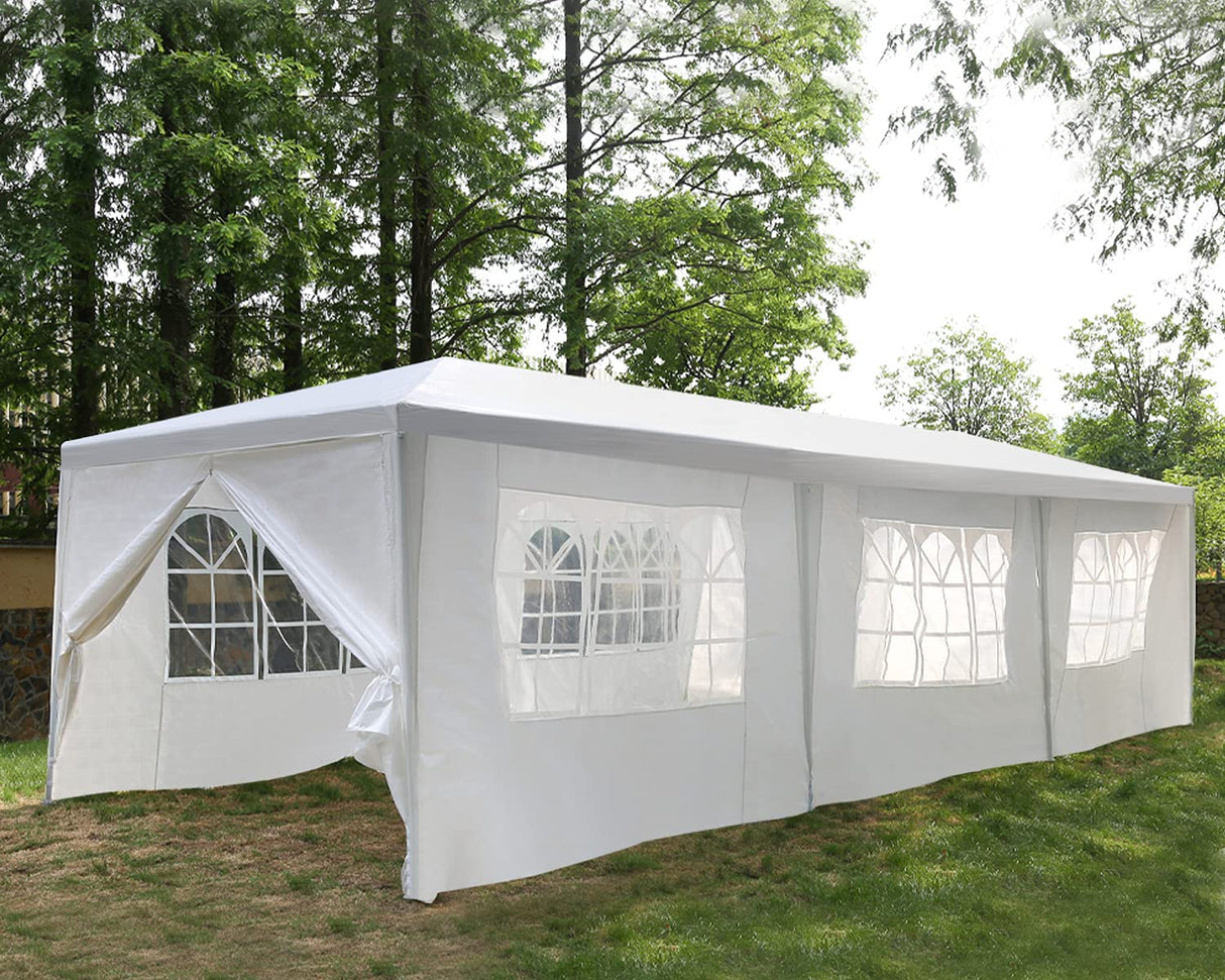 Canopy 10'x30' Party Tent Heavy Duty Outdoor Gazebo Wedding Party Tent with 8 Removable Sidewalls Waterproof UV Resistant for Wedding Camping Shelter BBQ,White BestMassage