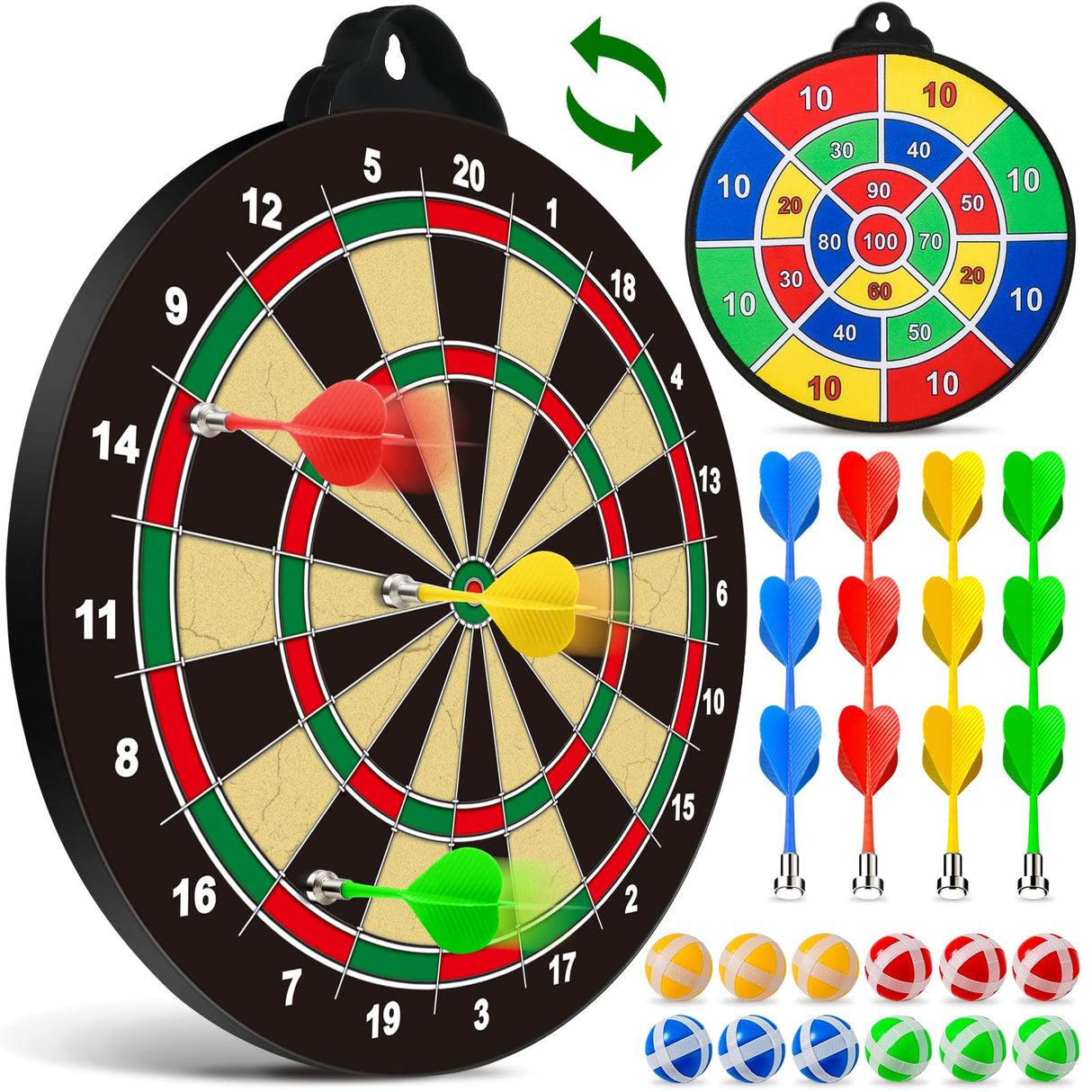 OleFun Dart Board Toys for Boys Age 8-12, 2 in 1 Magnetic & Felt Dartboard, Indoor and Outdoor Game for Kids, Ideal Birthday, for Age 8, 9, 10, 11, 12 Years Old OleFun