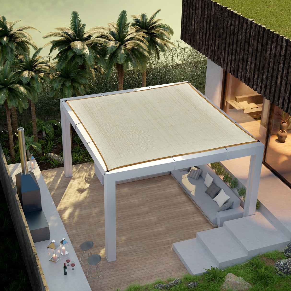 JXXXN 90% Shade Fabric Sun Shade Cloth, 10 x 20' Beige Shade Cloth with Grommets for Garden, Outdoor Patio, Pergola, Deck JXXXN