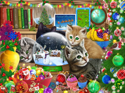 SUNSOUT INC - Snow Globe Kitten - 1000 pc Jigsaw Puzzle by Artist: Gerald Newton - Finished Size 20" x 27" - MPN# 39230