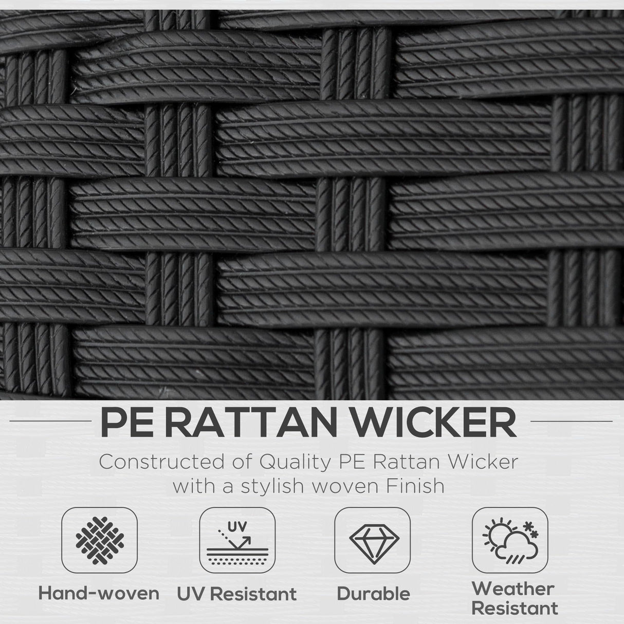 Outsunny 4 Piece Wicker Patio Furniture Set with Cushions, Outdoor Sectional Furniture with 2 Sofa, Loveseat, and Glass Top Coffee Table, Conversation Sofa Sets for Garden, White Outsunny