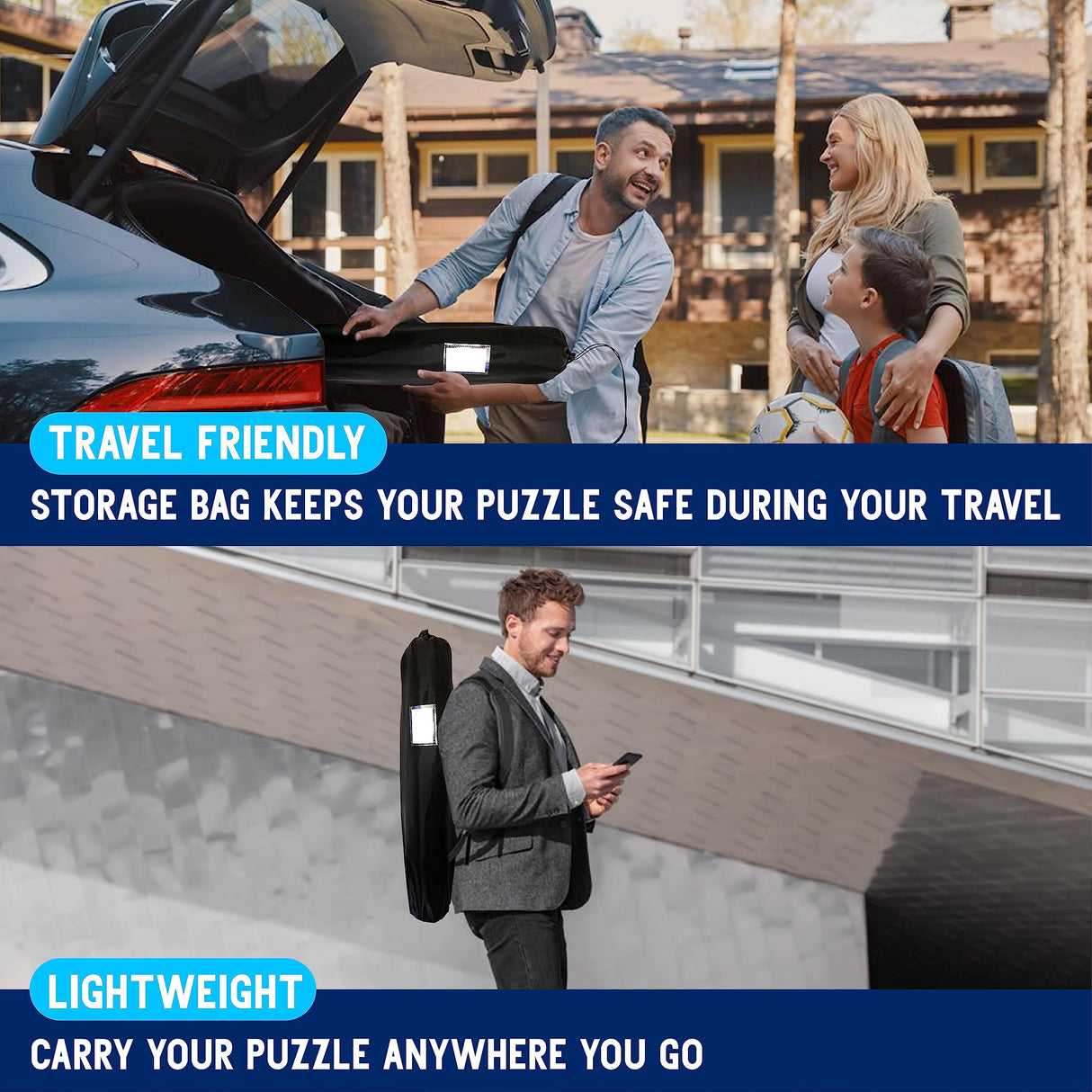 Gourbette Black 2000 Pieces Jigsaw Puzzle Mat Roll Up | Unique Design, Portable Puzzle Board for Adults & Kids, Stow and Go Puzzle Saver | Puzzle Keeper Storage Saver 2000 1500 1000 500 Piece Puzzles Gourbette