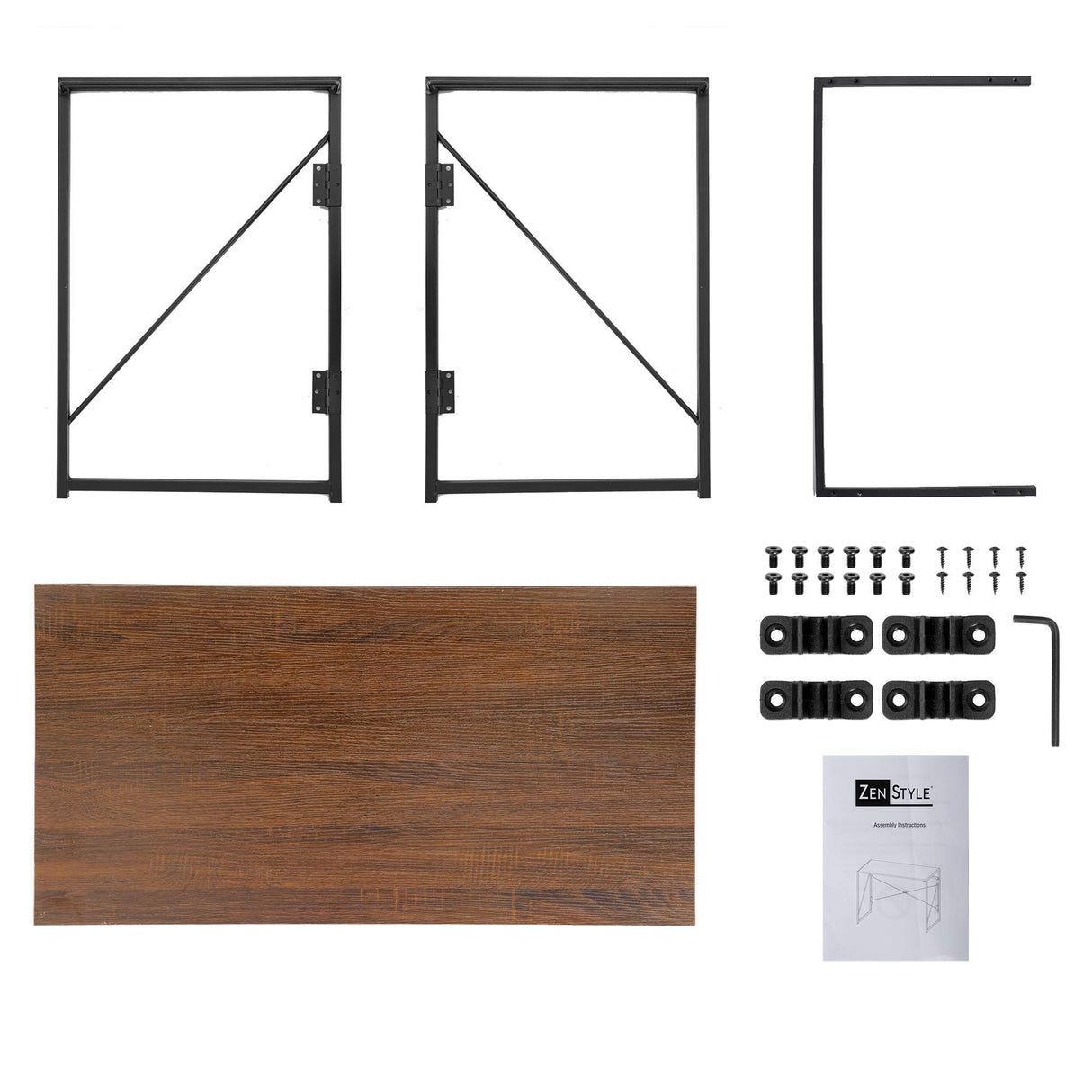 ZenStyle Folding Computer Desk, Writing Study Desks for Home Office, Corner Laptop Gaming Folding Table with Metal Frame, 39 Inches,Brown ZenStyle