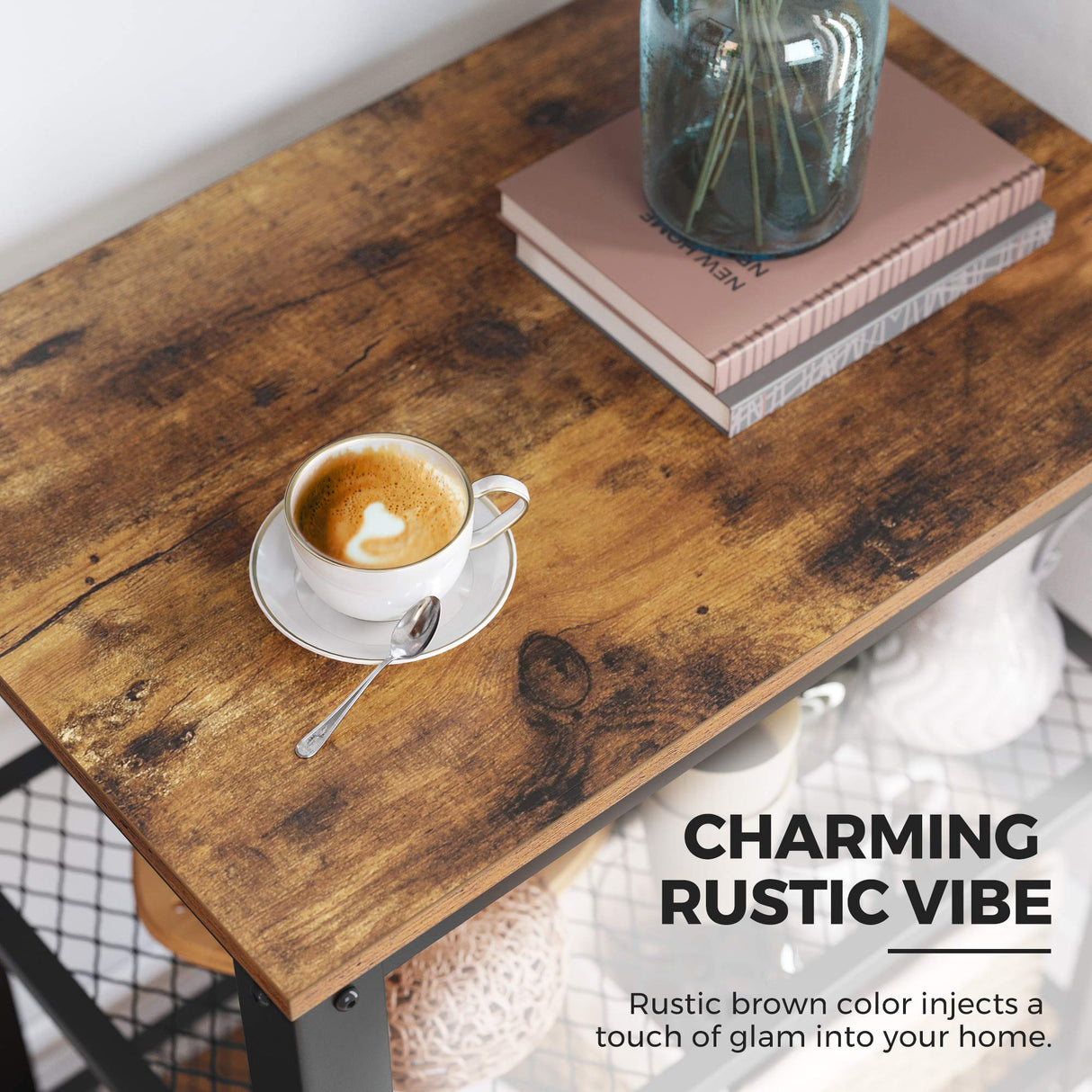 VASAGLE Serving Cart, 3-Tier Bar Cart on Wheels with Storage and Steel Frame, Rustic Brown ULRC78X, 15.7 x 23.6 x 30.6 Inches VASAGLE