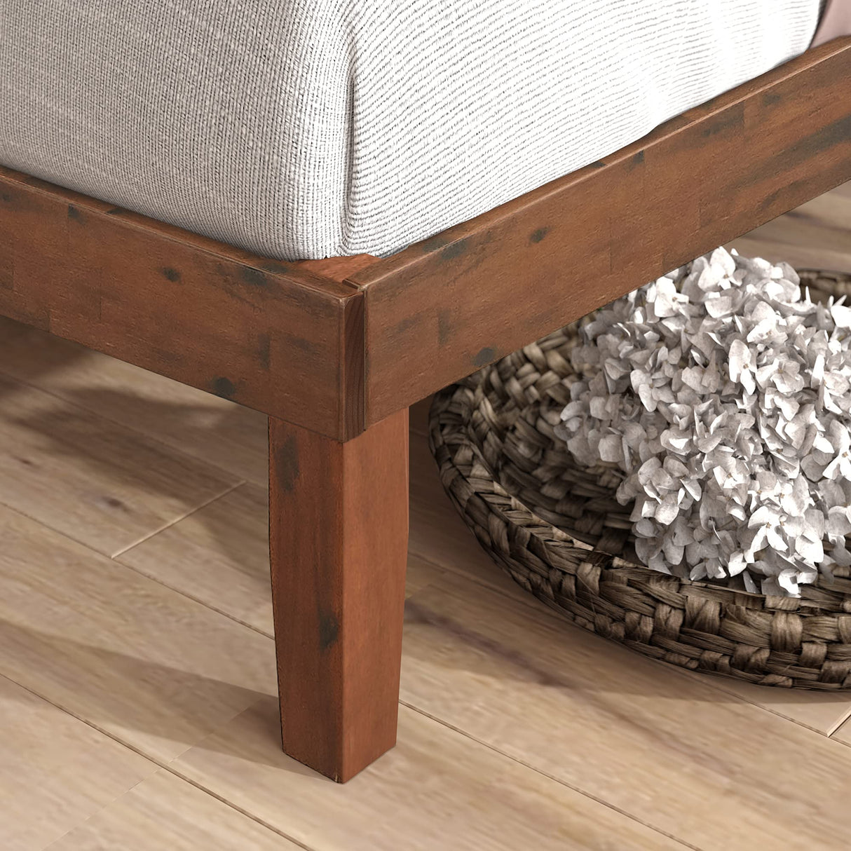 Zinus Vivek King Wood Platform Bed Frame with Headboard in Antique Espresso Zinus