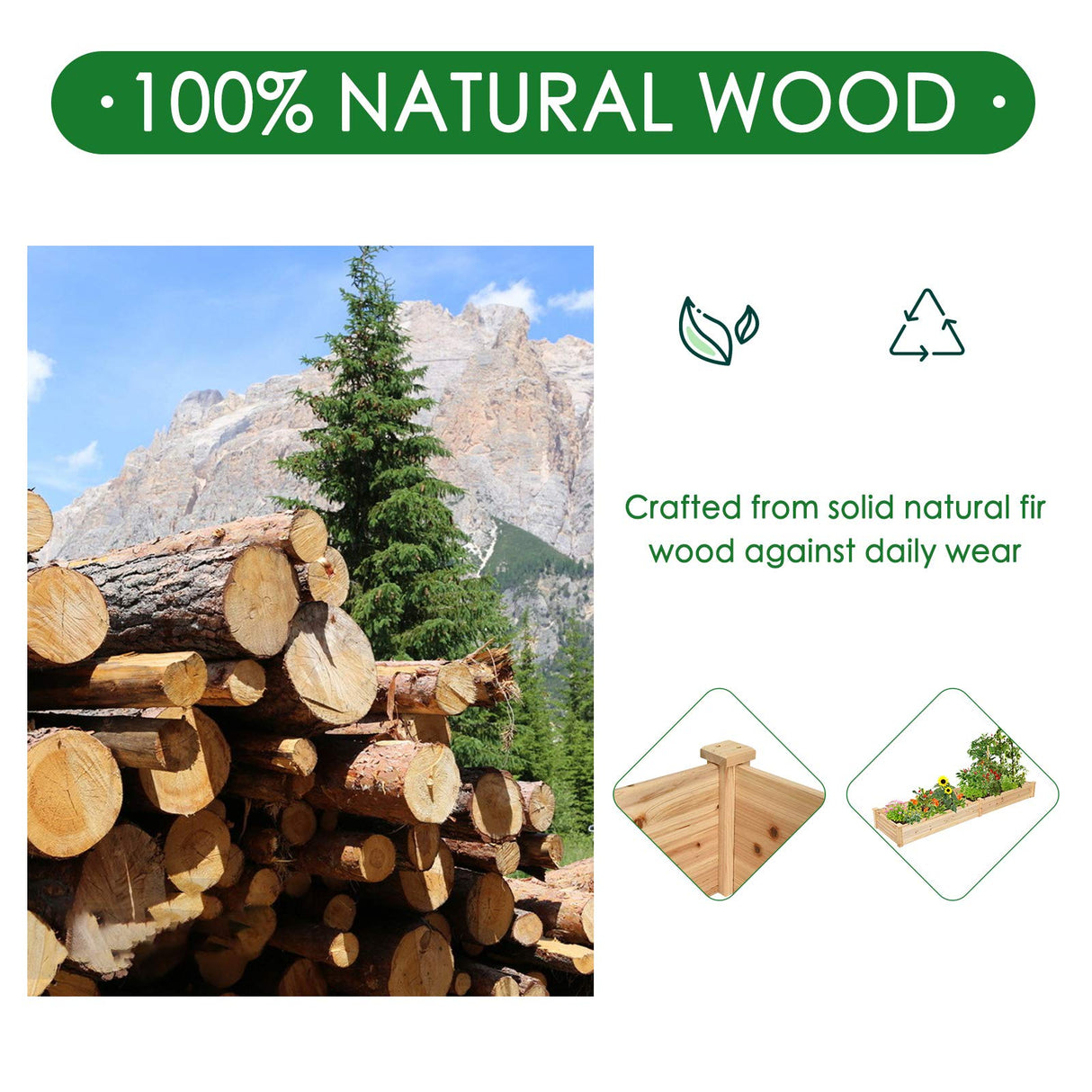 Giantex Raised Garden Bed Planter, Wooden Elevated Vegetable Planter Kit Box Grow for Patio Deck Balcony Outdoor Gardening, Natural Giantex